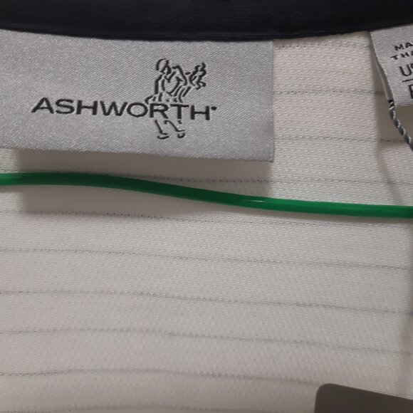 Men's New Ashworth White with stripes Golf Shirt XL - Picture 4 of 9